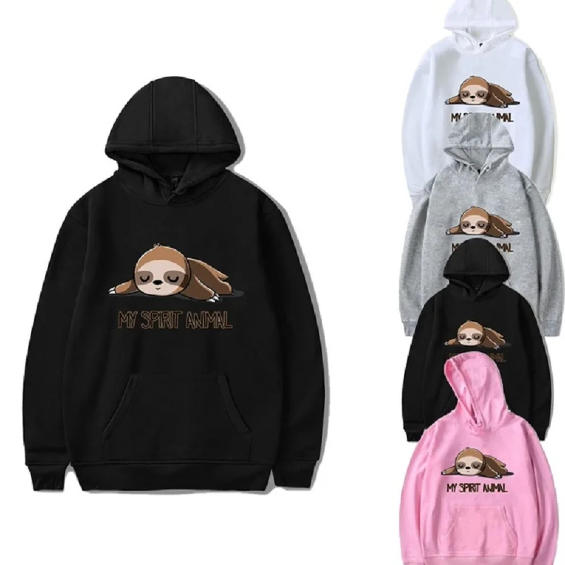 Funny Sloth Cosplay Hoodies Neutral Plus Size Casual Hooded Sweatshirts Pullovers Tops | Мужская одежда