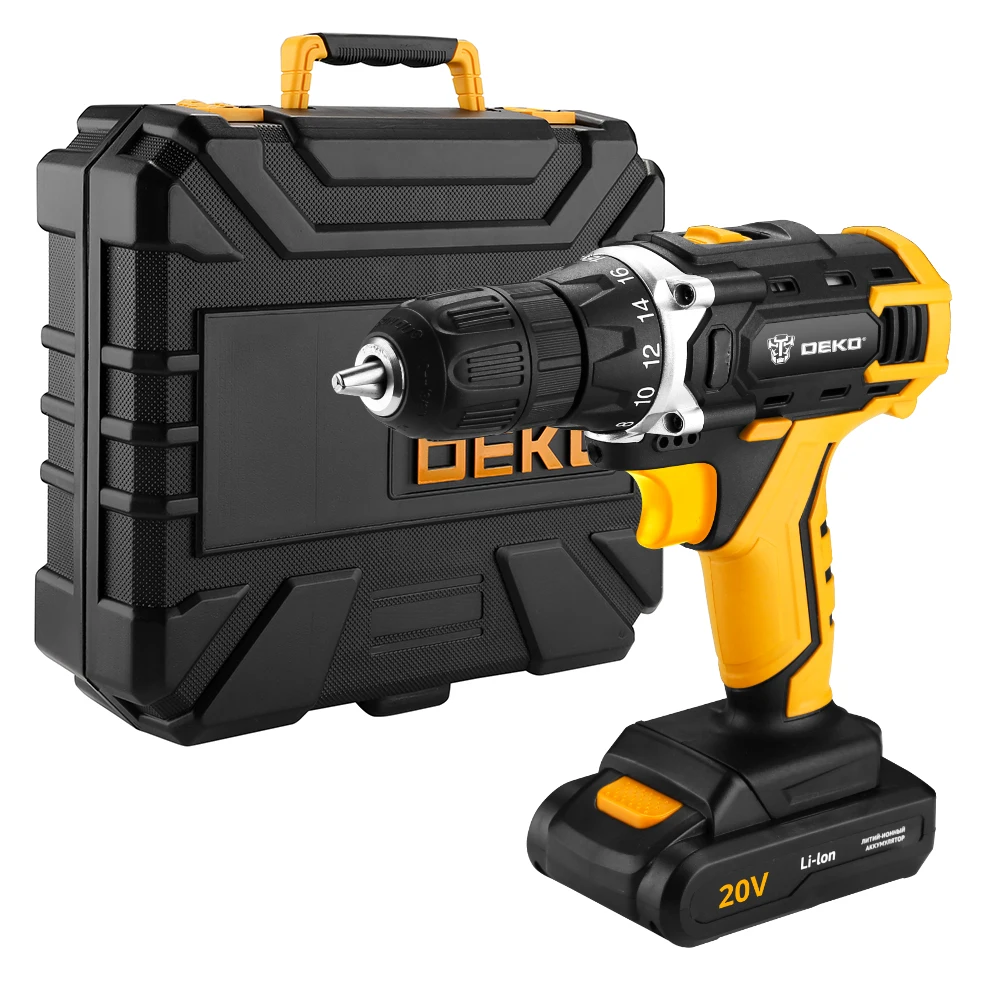 Rechargeable drill-screwdriver Deko dkcd20fu-li in case + 104 items 063-4178 ► Photo 3/6