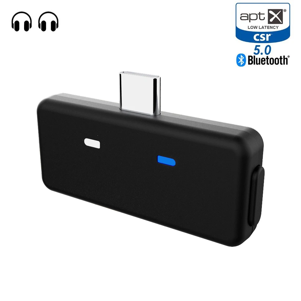 Двухканальный беспроводной адаптер Bluetooth 5,0 aptX с низкой задержкой usb type C аудио передатчик для nintendo Switch PC игровые наушники