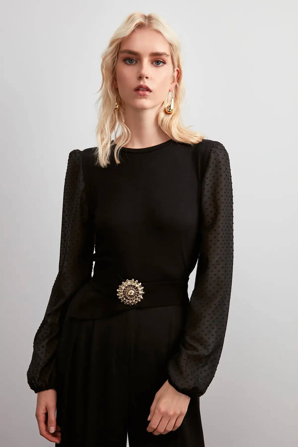 Trendyol трикотажная блузка из тюля TWOSS20BZ0105 | Женская одежда