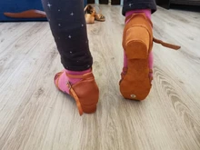 Zapatos de salón tango salsa Latino para niñas, zapatos de tacón bajo, 20 colores