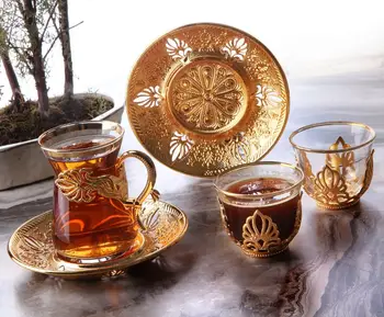 

TURKISH TEA GOLD PATTERN 6 Personality 18 PIECE TEA SET