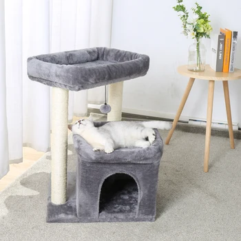 H228cm Pet Cat Tree Toy Condo Cat Climbing Tower Multi-layer With Hammock Cat House Furniture Scratching Solid Wood Post for Cat 2