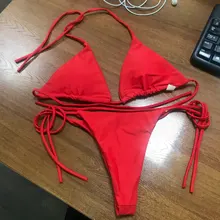 2 uds Bikini Conjunto de sujetador acolchado mujeres-e sólido baño venda traje de baño