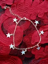 2019 nueva moda luminosa playa vientos azul estrella pentagonal borla tobillera cadena tobilleras para mujer Sandalias pies descalzos 4g