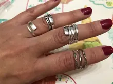 925 plata esterlina anillo abierto anillos para las mujeres INS nicho Irregular ola de arena superficie de fideos Original cumpleaños fiesta regalo