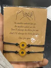 Pulsera hecha a mano con colgante de girasol para mujer, brazalete con cadena de cuerda entrelazada, para amigos y enamorados