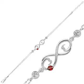 

Merve Silver Ladybird Buggy Infinity Ladies Bracelet