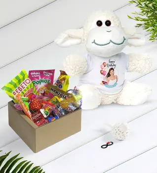 

Personalized Photo Birthday Nostalgic Lezzetler Plush Little Lamb Gift Seti-5