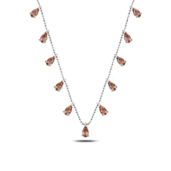 

Angemiel 925 Silver Drop Zultanite Cubic Zirconia Dangle Necklace-Rhodium Plated