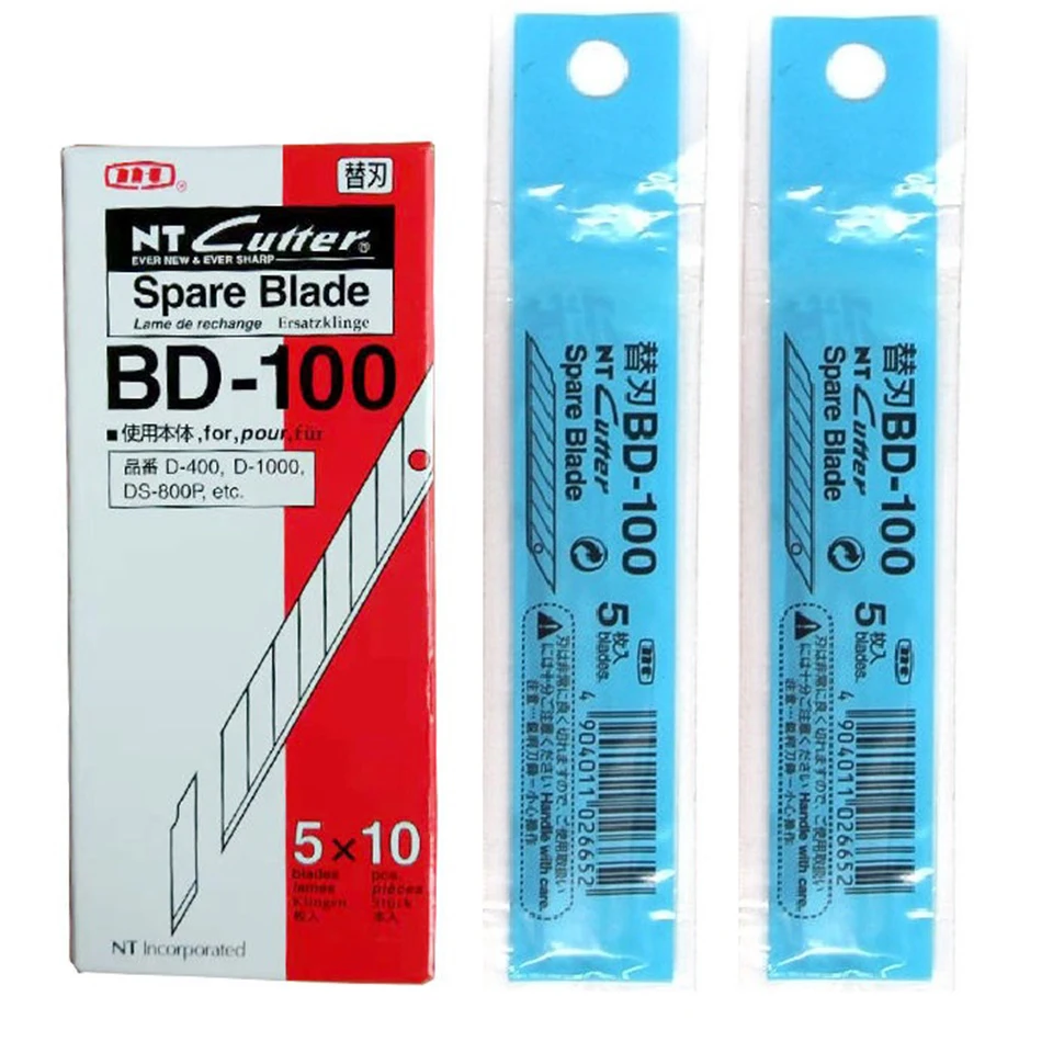50팩 일본산 NT 커터 블레이드 BD-100 - 전문가용 30 °   9mm 비닐 랩 및 자동차 틴트 커팅 도구 교체용 블레이드