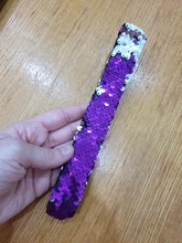 Brillante brazalete de lentejuelas de Color de costura círculo pulsera bofetada para niños niñas para niños navidad regalo de joyas de fiesta
