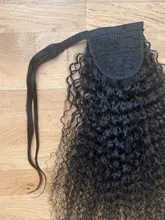 Coleta de pelo rizado Afro, cabello humano Remy brasileño con cordón, coleta Ombre, extensiones de cabello