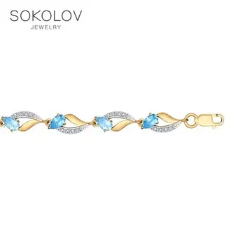 

Bracelet SOKOLOV gold blue topaz and cubic zirkonia fashion jewelry 585 women's male