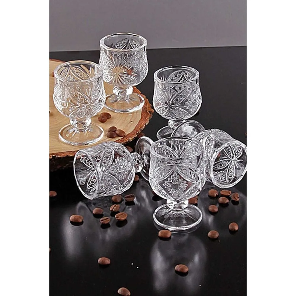 

Floor Standing Mini Goblet Cup Crystal Looking Glass Cup Coffee Side Presentation Water Liquor Cup 6 Pcs