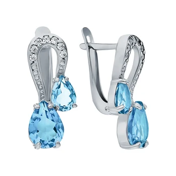 

Silver earrings with Topaz and cubic zirconia sunlight sample 925