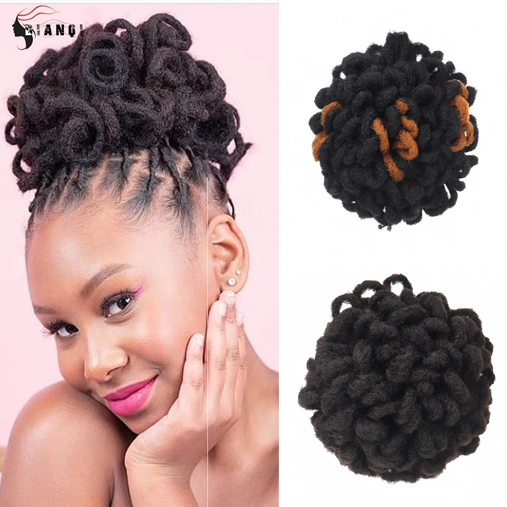 

DIANQI Synthetic Drawstring Chignon Afro Curly Wig Black Mixed Color Short Ponytail High Temperature Fiber Long Lasting Wigs