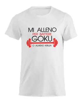 

T-shirt Uomo cotone fiammato Scollo ampio a taglio vivo - MI ALLENO PER BATTERE GOKU MADE IN ITALY