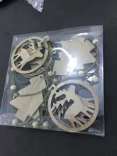 12pcs/box Christmas Wooden Pendants Xmas Tree Hanging Ornaments DIY Wood Crafts For Home