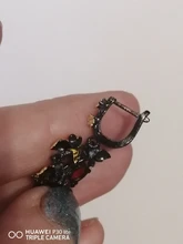 Colgante de hoja de rubí y oro negro para mujer, pendientes de plata 925 con piedras preciosas de cristal, joyería para mujer, aretes de plata 925
