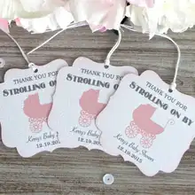 Пользовательские девушки подарок на вечеринку в честь рождения ребенка бирки, карета baby shower Спасибо бирки, синие детские душевые бирки, спасибо за то, что вы проскальзывали