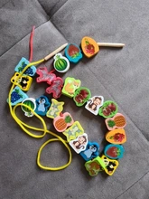 Juego de 26 unidades de animales de madera con cuentas para niños, juguete educativo para el aprendizaje y el desarrollo de frutas, 2,5 cm, WYQ