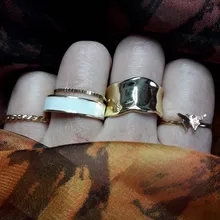 17KM-Conjunto de anillos de cadena de ancho de oro Punk para mujer y niña, sortijas finas irregulares para dedo, regalo, joyería para fiesta 2021