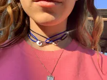 Collar con esposas y cordones de 100% Plata de Ley 925 para hombre y mujer, colgante de lunares con cuerda ajustable, Bisutería