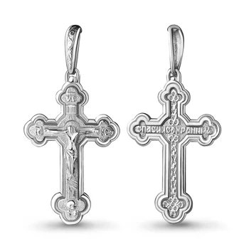 

Aquamarine Orthodox cross without inserts, 925 sterling silver