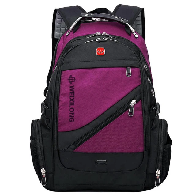 Swiss backpack 8810 USB 35 L. With a rain cover + Army watch as a gift. Men's backpack, urban, school Purple
