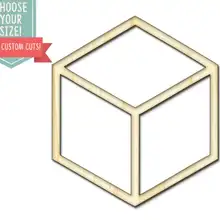 Cube Shape Wood Cut Out Custom Choose Your Size- Laser Cut Wooden Art Craft Supplies Wall Hanging Decor Wedding Nursery DCS0284