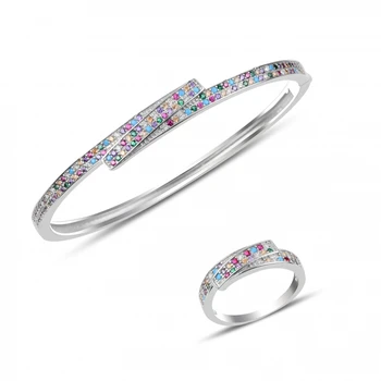 

Silver 925 Sterling Mixed Color Zircon Stone Set