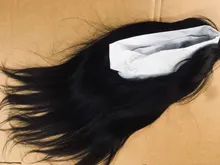 Pelucas de cabello humano liso con flequillo, hechas a máquina, pelo humano peruano Natural 130% Remy