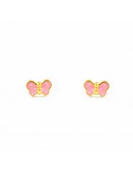 

Earrings Bebe pink enamelled butterfly