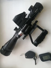 Fire Wolf-Mira iluminada telémetro para caza, rifle de retícula holográfica, visor de 4 retículas, láser rojo de 20 mm, ideal cacería, 4-12x50