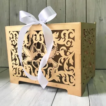 

Wooden casket for cash gifts LOVE AND DOVES 44051