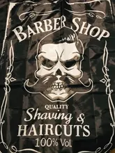 Delantal con estampado de cráneo para barbero, bata para barbería, capa de poliéster, nuevos diseños y estilismo para peluquerías, 2020