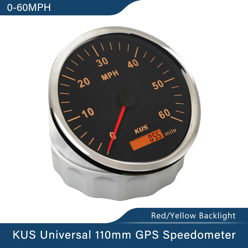 KUS Universal GPS Speedometer Odometer 0 60MPH 9 32V 110mm Diameter