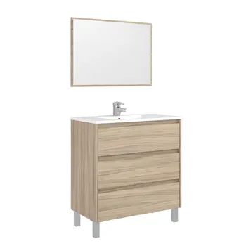 

Cabinet Toilet 3 drawers with Mirror Color Nature Includes SINK CERAMIC 80x45x86 cm