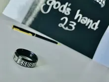 Uelf-Anillo de cruz de Jesús Religión Cristiana para hombre y mujer, sortija de acero inoxidable de 8mm, regalo de fiesta, Anillo Anneaux