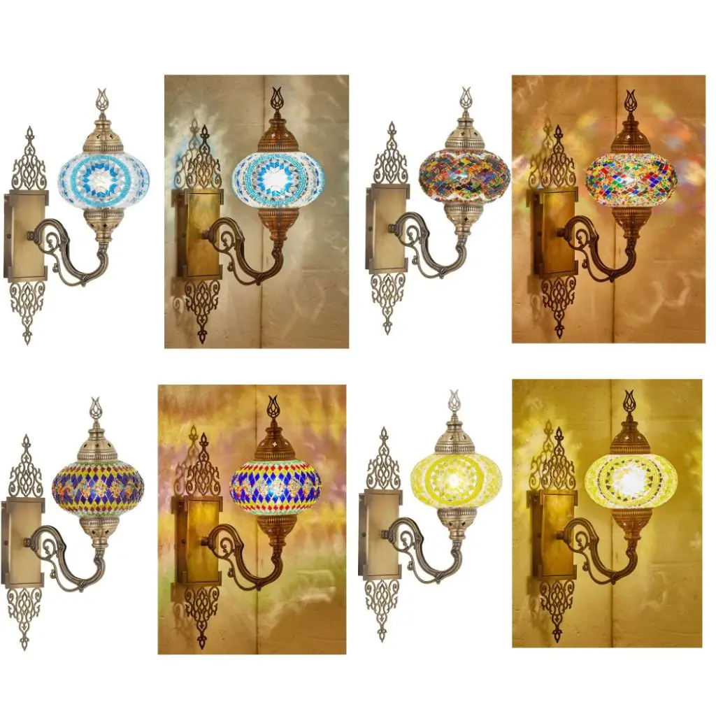 

Living Room Corridor Balcony Garden Sconce Lamp Lighting Sconce Night Lamp Lampshade Turkish Moroccan Color Mosaic Lamp Authenti
