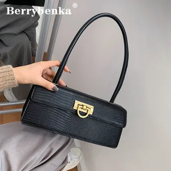 

Berrybenka Messenger Handbags Retro Pattern shoulder bags For Women 2020 New Lady Flap PU Leather Casual Solid bags Bolsas