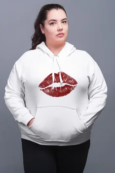 

Angemiel Wear Red Kiss White Women 'S Hooded Sweatshirt
