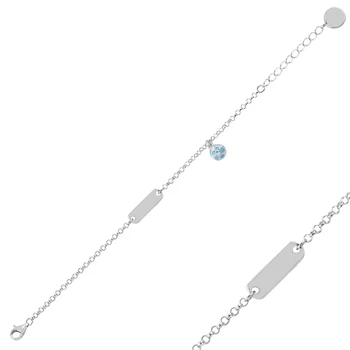 

Silver 925 Sterling Dangle Enamel Soccer Ball & Plate Bracelet