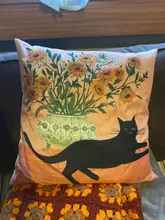 Cushion-Cover Pillow-Case Kissen Linen Print Home-Bed Cartoon Decoration Cat Portrait