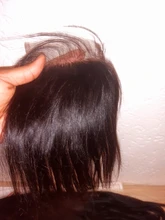 Extensiones de pelo peruano con malla, accesorio capilar liso de 2x6 con cierre de encaje y nudos blanqueados, Color Natural Remy