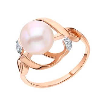 

Gold ring with cubic zirconia and pearls cultured sunlight sample 585