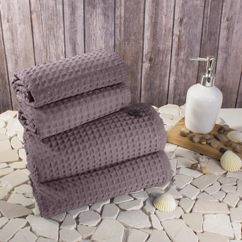 

Set of 4 towels ribbed color: Brown (70x150 cm-2 pcs, 150x200 cm-2 pcs)