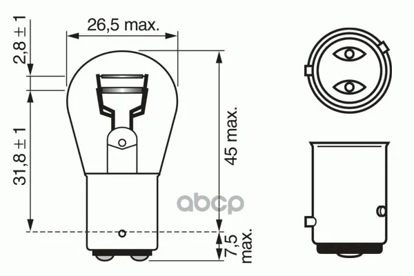 Лампа Накаливания 10шт В Упаковке P21/4w 12v 21/4w Baz15d Pure Light(Стандартные Характеристики) Bosch арт. 1987302215
