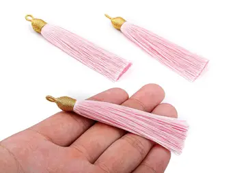 

Silky Tassels with Loop Charms - Silky Tassels Earrings and Pendant - Boho Earrings - 4Pcs/Lot - 84.37x9.59mm - TS1001